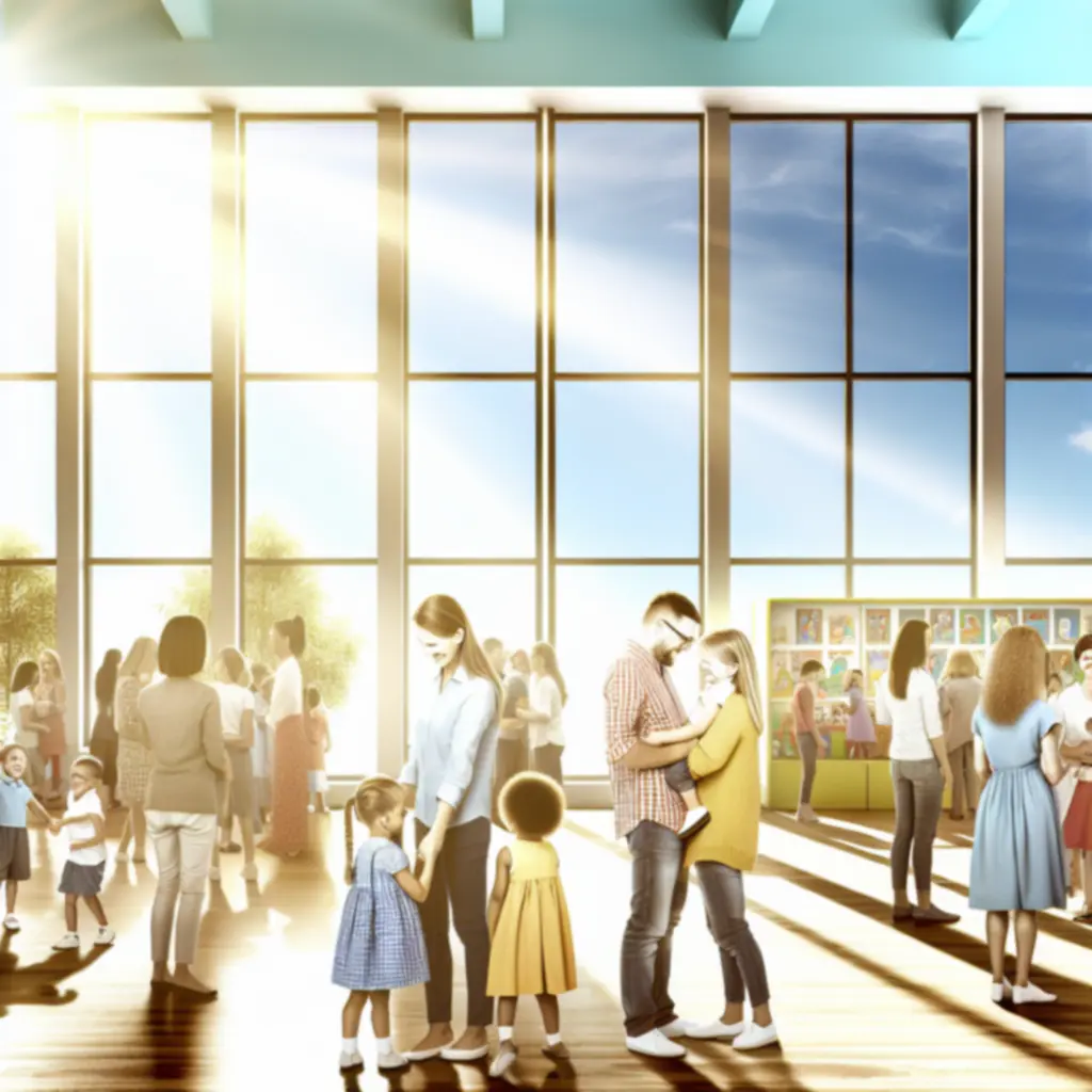 Ouders en kinderen tijdens een kennismaking op school