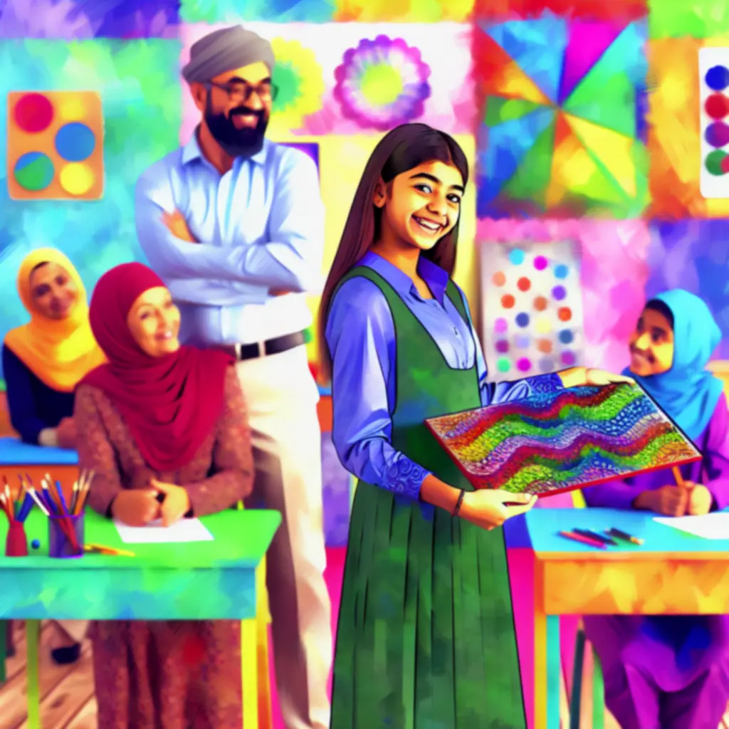 Leerling toont vol trots een creatief project in de klas